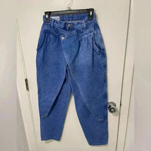 Vintage‎ Nuovo front flap snap jeans 80s high waisted acid wash sz 9